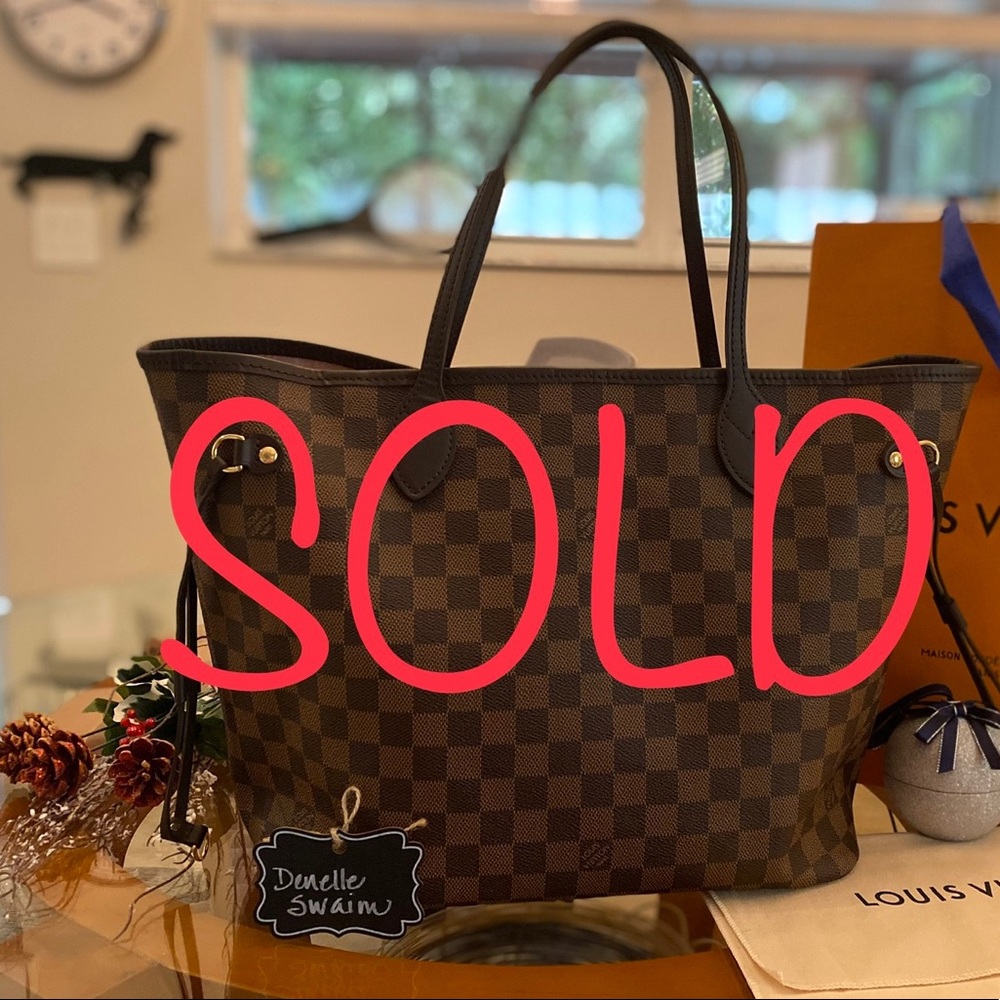 Auth Louis Vuitton LV Neverfull MM Damier Ebene